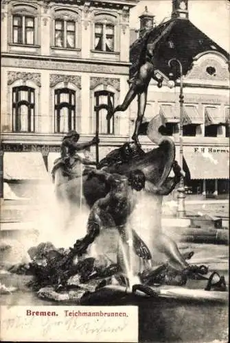 Ak Bremen, Teichmannbrunnen