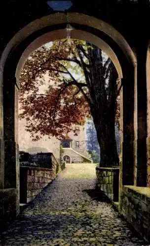 Ak Seitenroda in Thüringen, Leuchtenburg, Eingang