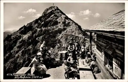 Ak Tegernsee in Oberbayern, Gegernseer Hütte, Roßstein, Berglandschaft, Wanderer