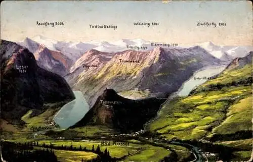 Ak Bad Aussee Steiermark, Berglandschaft,  Tote Gebirge, Trisselwand, Loser