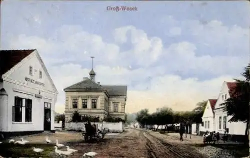 Ak Velky Vosek Velký Osek Groß Wossek Wosek Mittelböhmen, Marktplatz mit Gänsen