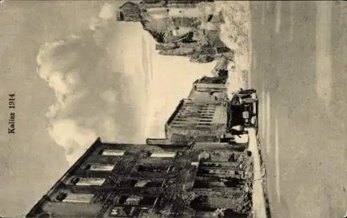 Ak Kalisz Kalisch Posen, Kalisz 1914, Ruinen, alte Gebäude, Stadtansicht,  Atmosphäre
