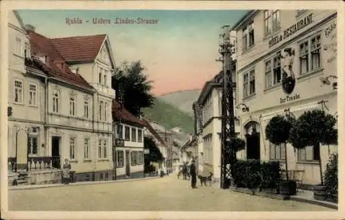 Ak Ruhla in Thüringen, Untere Lindenstraße, Hotel & Restaurant Zur Traube