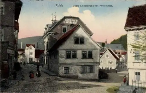 Ak Ruhla in Thüringen, Obere Lindenstraße mit Köhlergasse, Restaurant Tannhäuser