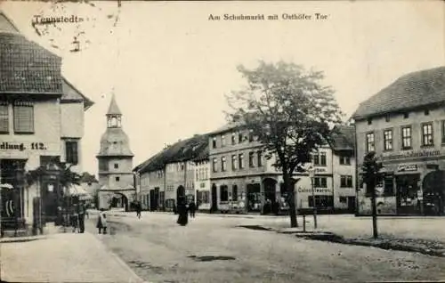 Ak Bad Tennstedt in Thüringen, Schuhmarkt mit Osthöfer Tor, Gebäude, Stadtturm,  Architektur