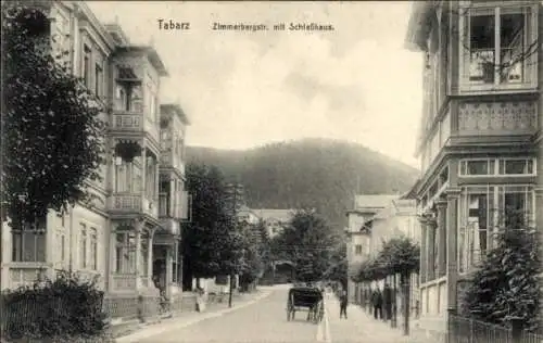 Ak Tabarz im Thüringer Wald, Straßenansicht, Zimmerbergstraße, Schleshaus, alte Architektur