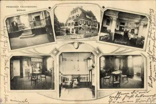Jugendstil Ak Weimar in Thüringen, Töchterhort Pensionat, Halle, Speisesaal