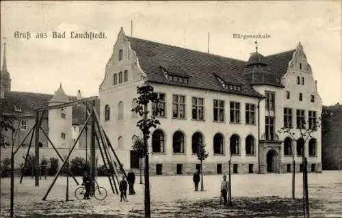 Ak Bad Lauchstädt Lauchstedt Saalekreis, Bürgerschule, Spielplatz
