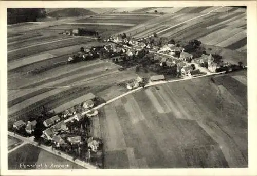 Ak Elpersdorf bei Ansbach Mittelfranken, Luftaufnahme von Elpersdorf, landwirtschaftliche Flächen