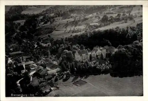 Ak Brannenburg in Oberbayern, Luftaufnahme von  umliegender Landschaft,  Gebäude