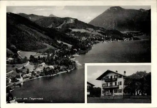 Ak St. Quirin Gmund am Tegernsee Oberbayern, Landschaft mit Tegernsee, St. Quirin, Gebäude im Bil