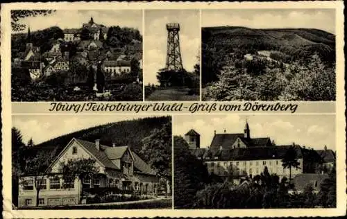 Ak Detmold am Teutoburger Wald, Verschiedene Ansichten, Aussichtsturm, Gruß vom Dörenberg