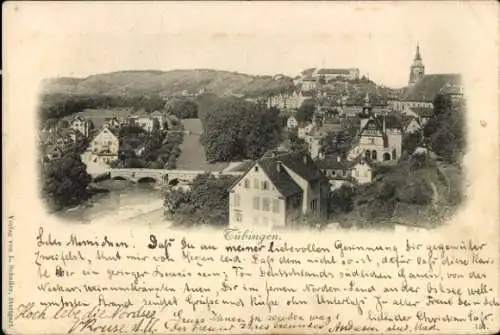 Ak Tübingen am Neckar, Stadtansicht, Fluss Neckar,  Architektur, Brücke