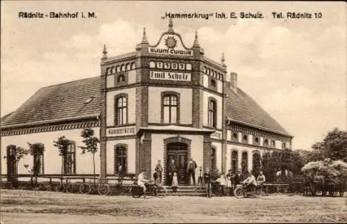 Ak Radnica Rädnitz an der Oder Ostbrandenburg, Bahnhof, Gasthaus Hammerkrug, Inh. Emil Schulz