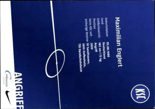 Autogrammkarte Fußballer Maximilian Englert, Karlsruher SC, Autogramm