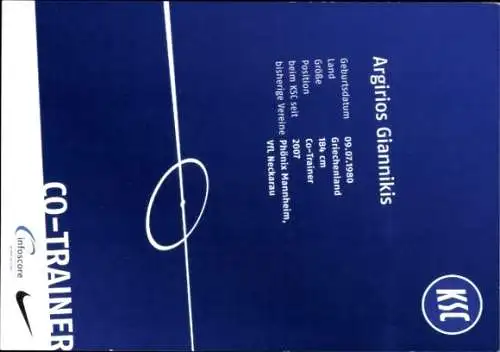 Autogrammkarte Co Trainer Argirios Giannikis, Karlsruher SC, Autogramm