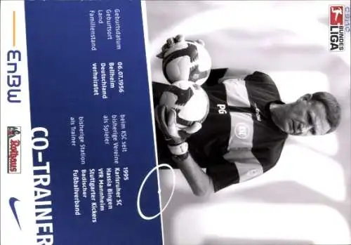 Autogrammkarte Co Trainer Peter Gadinger, Karlsruher SC, Autogramm