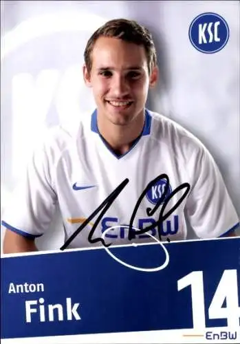 Autogrammkarte Fußballer Anton Fink, Karlsruher SC, Autogramm