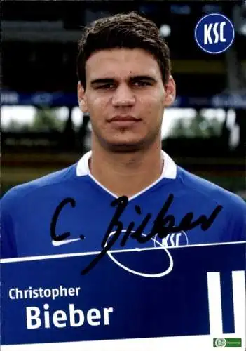 Autogrammkarte Fußballer Christopher Bieber, Karlsruher SC, Autogramm