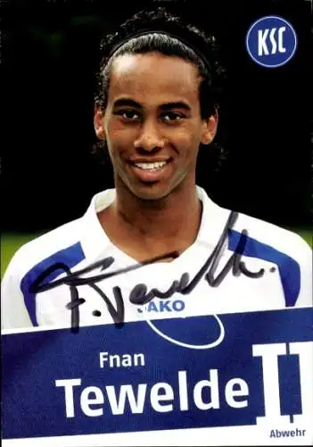 Autogrammkarte Fußballer Fnan Tewelde, Karlsruher SC, Autogramm