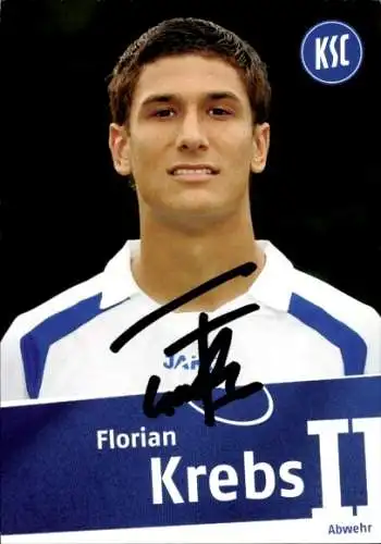 Autogrammkarte Fußballer Florian Krebs, Karlsruher SC, Autogramm