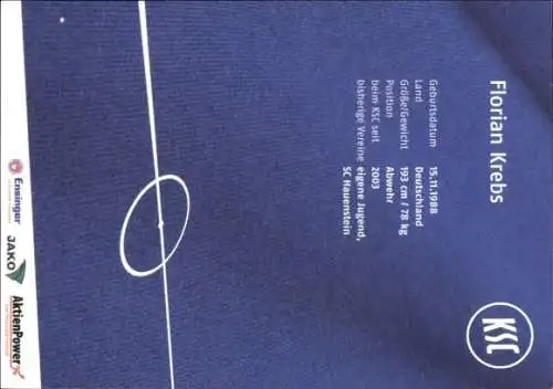 Autogrammkarte Fußballer Florian Krebs, Karlsruher SC, Autogramm