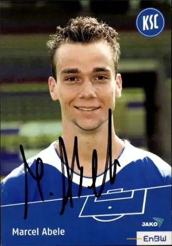 Autogrammkarte Fußballer Marcel Abele, Karlsruher SC, Autogramm