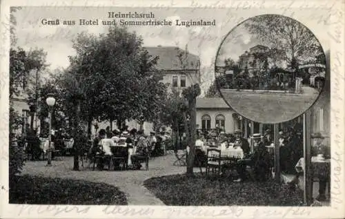 Ak Heinrichsruh Schleiz im Vogtland Thüringen, Hotel Sommerfrische Luginsland, Garten