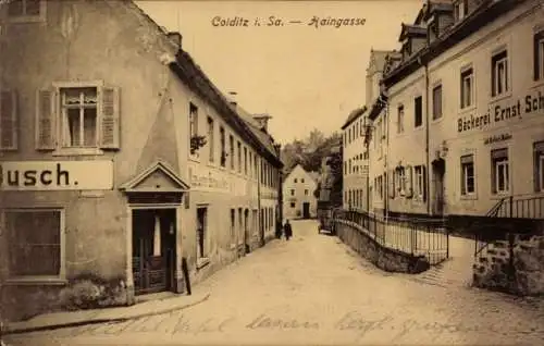 Ak Colditz in Sachsen, Haingasse, Bäckerei