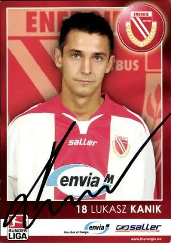 Autogrammkarte Fußballer Lukasz Kanik, FC Energie Cottbus, Autogramm