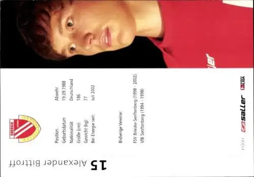 Autogrammkarte Fußballer Alexander Bittroff, FC Energie Cottbus, Autogramm