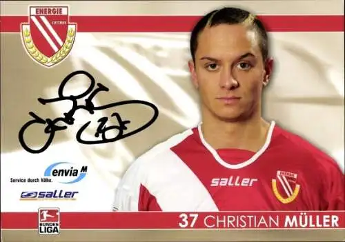 Autogrammkarte Fußballer Christian Müller, FC Energie Cottbus, Autogramm