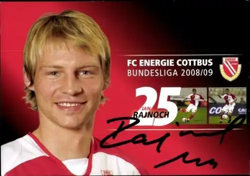 Autogrammkarte Fußballer Jan Rajnoch, FC Energie Cottbus, Autogramm