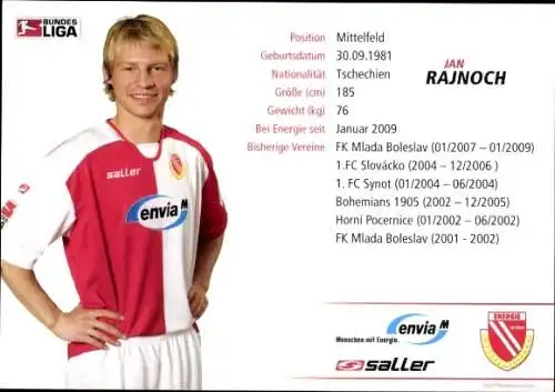 Autogrammkarte Fußballer Jan Rajnoch, FC Energie Cottbus, Autogramm