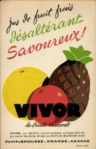 Ak Vivor, Leckerer, durstlöschender frischer Fruchtsaft, Reklame