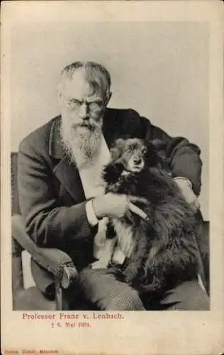 Ak Professor Franz von Lenbach, Portrait mit Hund