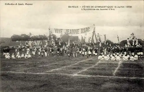 CPA Bayeux Calvados, Fetes de Gymnastique, 1909, L'Apothéose de Jeanne d'Arc