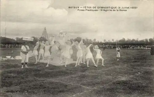 CPA Bayeux Calvados, Fetes de Gymnastique, 1909, Poses Plastiques, Allégorie de la Danse