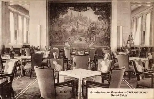 CPA Le Paquebot Champlain de la CGT, Grand Salon