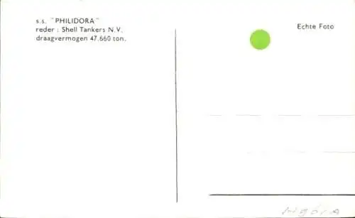 Ak SS Philidora, Shell Tanker