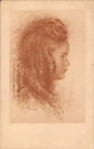 Künstler Ak Schachinger, Walther, Rötelzeichnung, Mädchen
