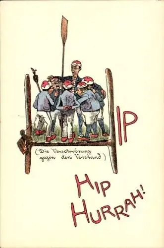 Künstler Ak Hip Hip Hurrah, Die Verschwörung gegen den Vorstand, Ruderer
