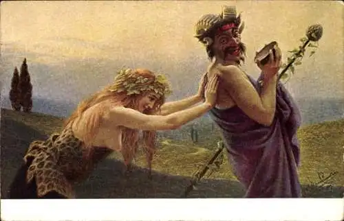 Künstler Ak W. Ismailowitsch, Ein froher Zecher