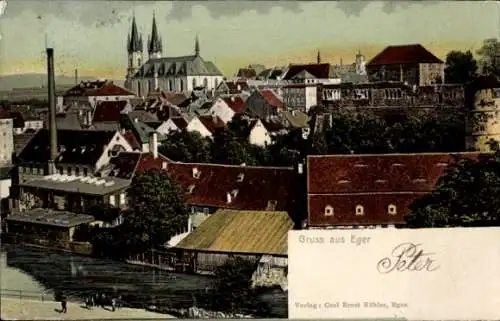 Ak Eger Reg. Karlsbad, Teilansicht von der Stadt