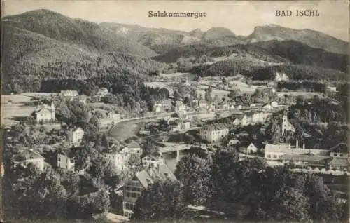 Ak Bad Ischl in Oberösterreich, Aussicht auf  Salzkammergut, Berge im Hintergrund, vintage