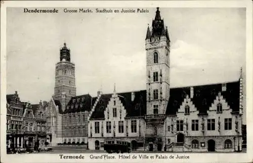 Ak Dendermonde Termonde Ostflandern, Historisches Gebäude, Groote Markt, Stadhuis, Palais de Just
