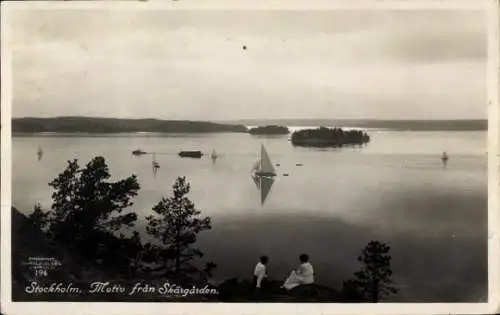 Ak Stockholm Schweden, Ansicht von  Segelboote, ruhige Gewässer, Natur, Skärgården