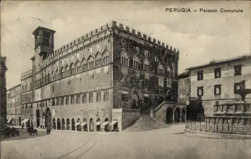Ak Perugia Umbria, Palazzo Comunale, Stadtansicht,  Architektur