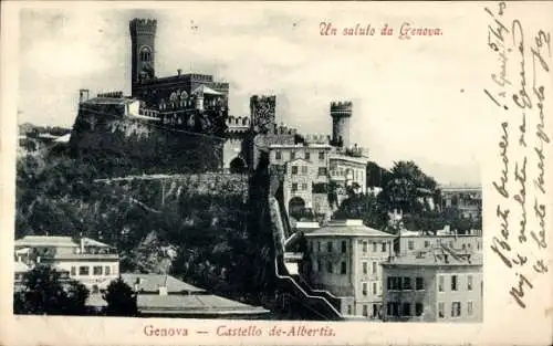 Ak Genova Genua Liguria, Castello de-Albertis, Feldburg,  Architektur