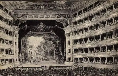 Ak Milano Mailand Lombardia, Teatro alla Scala, Menschen im Publikum, prachtvolle Architektur